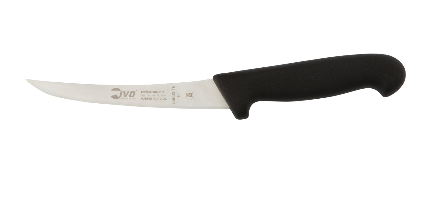 IVO® Professional Line I 6" Black Semi-Flex Curved Boning Knife