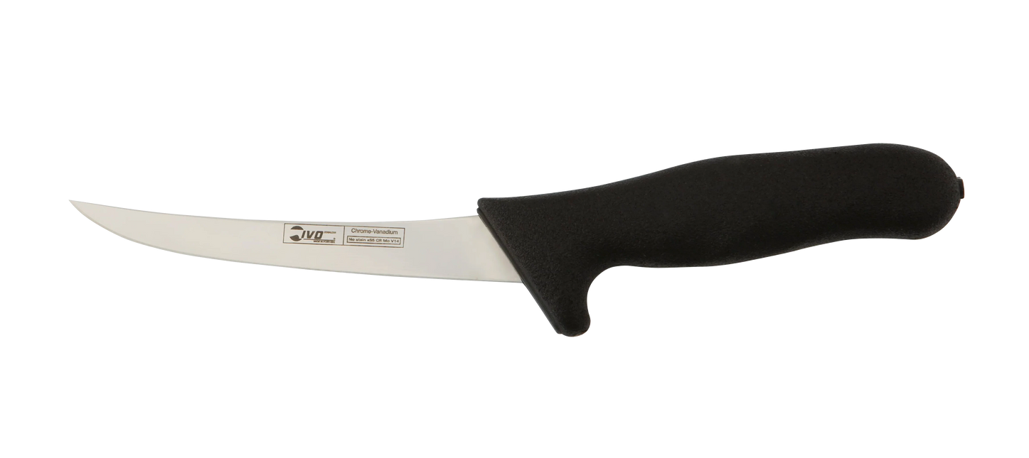 IVO® ErgoDuo 6" Black Semi-Flex Curved Boning Knife